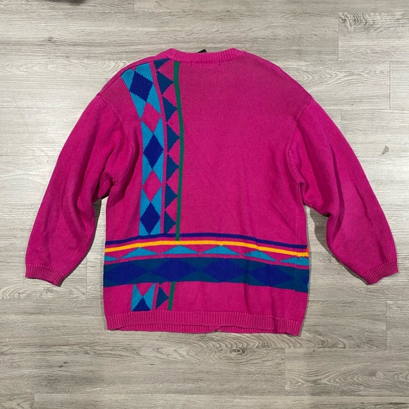 Vintage IB Diffusion Bright Bold Colorful Cardigan Large Sweater - Picture 5 of 5